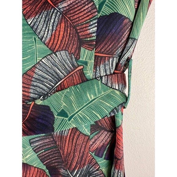 Voyage at Ease Layered Leaf Print Shirt Dress Red & Green Size 8 - Picture 12 of 16